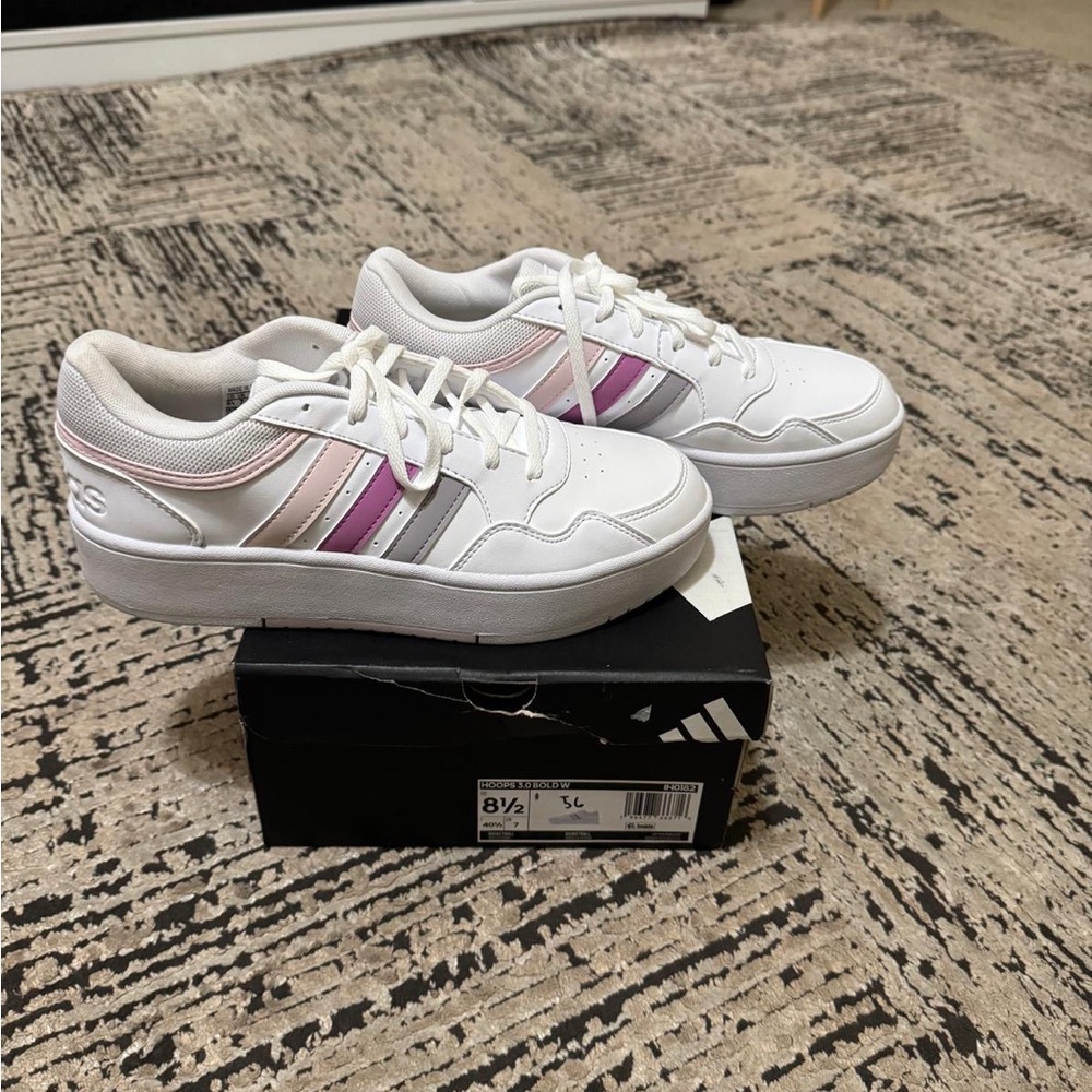 adidas Women's White and Purple Sneakers